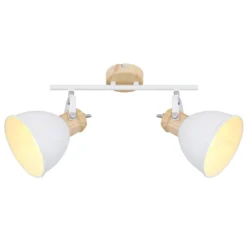 Deckenlampe Wiho aus Metall, weiß/holzoptik, 2-fl.