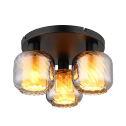 Deckenlampe Xia, Ø 37 cm, rauchgrau, 3-flg., Glas
