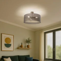 Deckenlampe Zofia, kaffeebraun, Metall, Ø 50 cm, 3-flg., E27