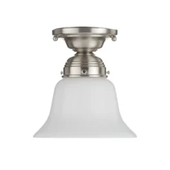 Deckenleuchte Alena in Nickel matt mit Glasschirm