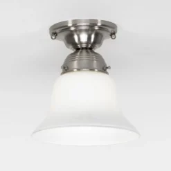 Deckenleuchte Alena in Nickel matt mit Glasschirm