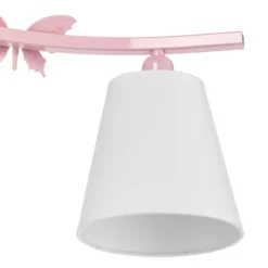 Deckenleuchte Alice, pink, drei weiße Stoffschirme