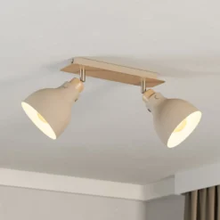 Deckenleuchte Arrecife sand/Holzoptik, zweiflammig