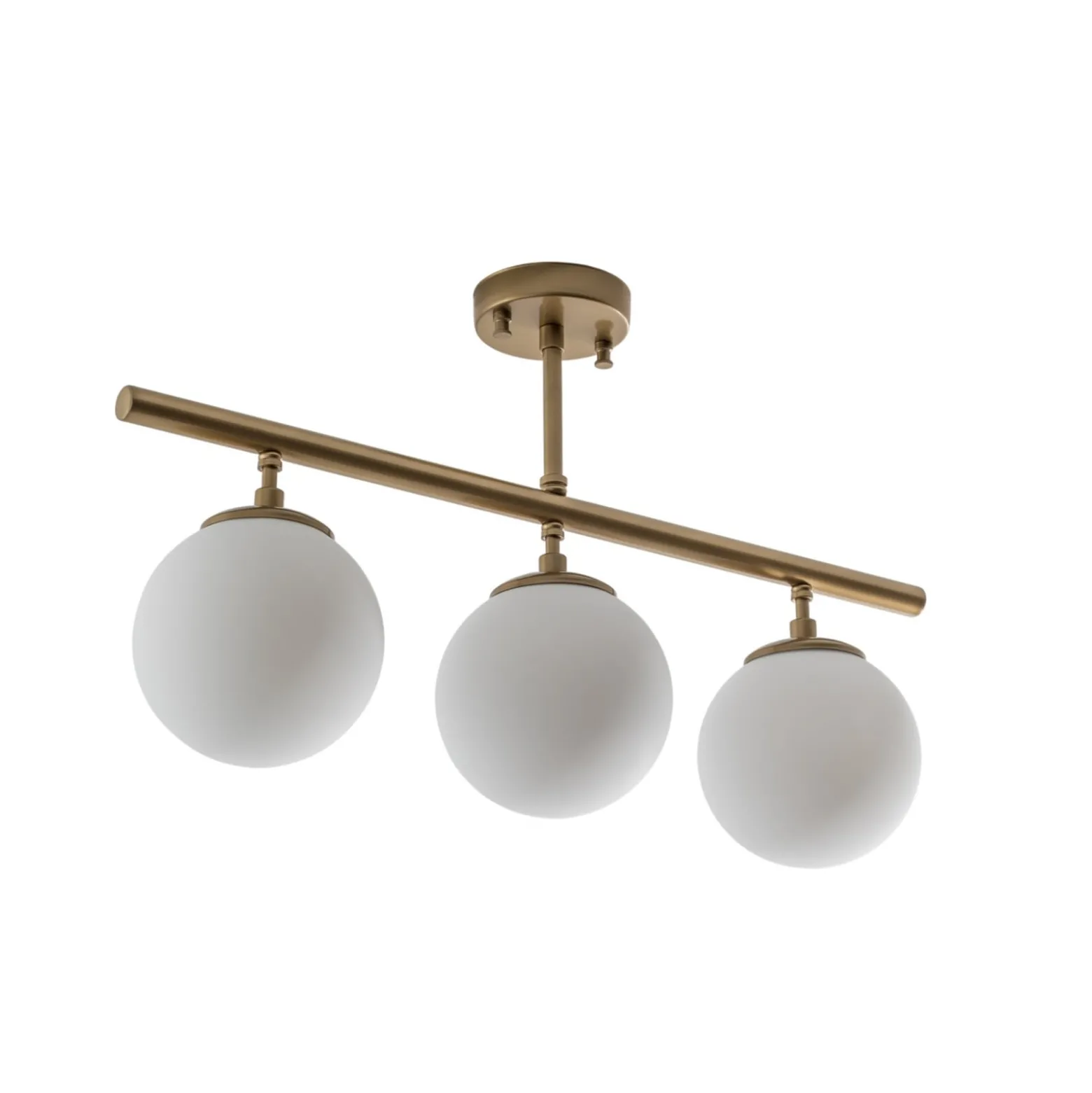 Deckenleuchte Atmaca, 3-flammig, gold antik, Glas, 60 cm