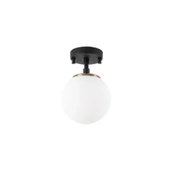 Deckenleuchte Atmaca, 1-flammig, schwarz, Glas, Ø 15 cm