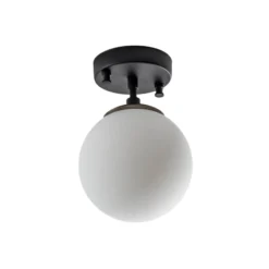 Deckenleuchte Atmaca, 1-flammig, schwarz, Glas, Ø 15 cm