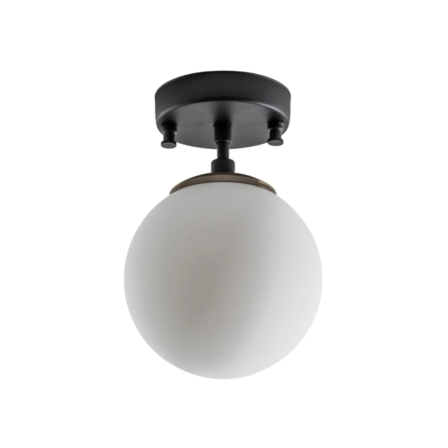 Deckenleuchte Atmaca, 1-flammig, schwarz, Glas, Ø 15 cm
