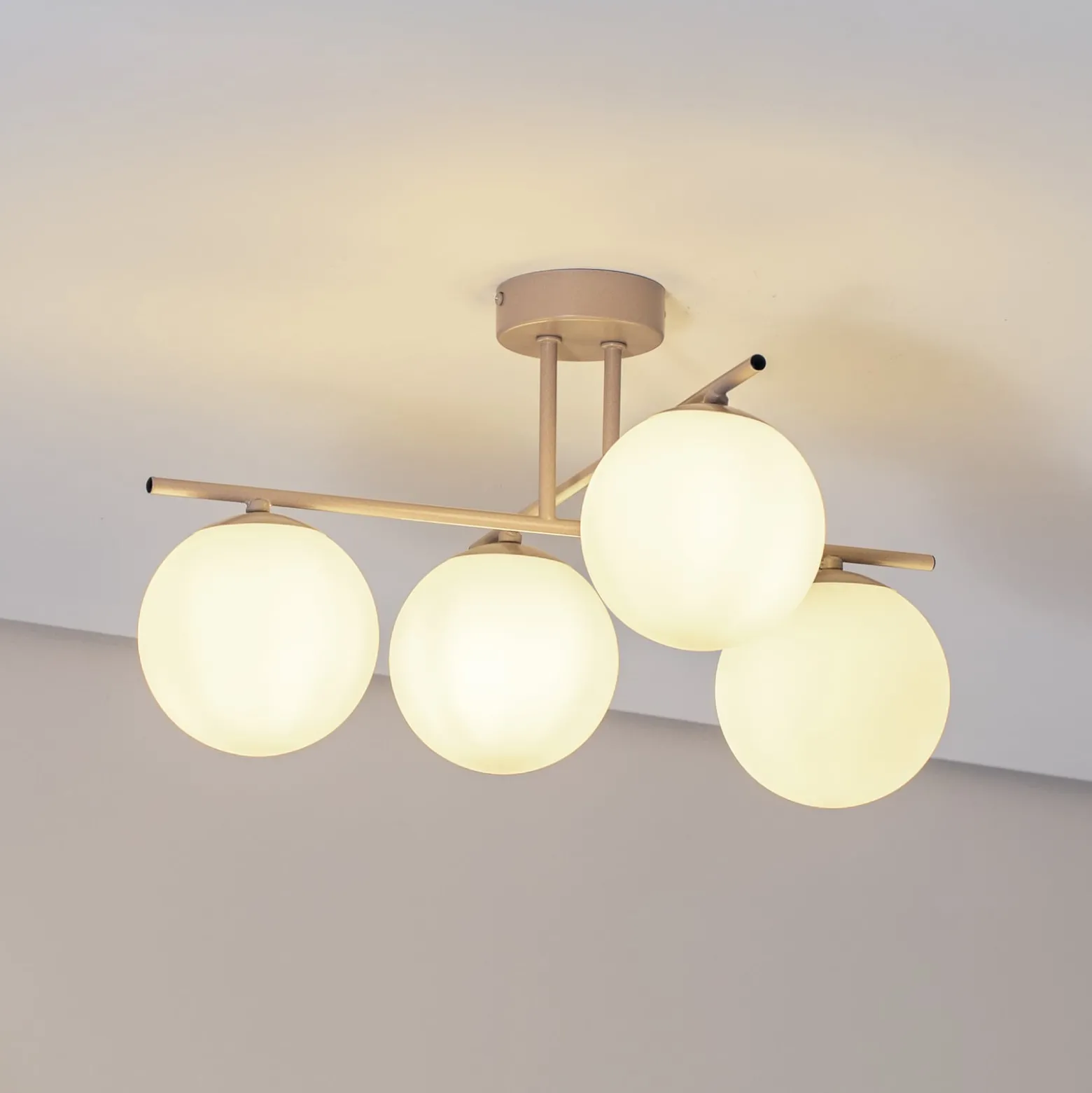 Deckenleuchte Aurora, beige, Ø 50 cm, 4-flammig, Glas, E14