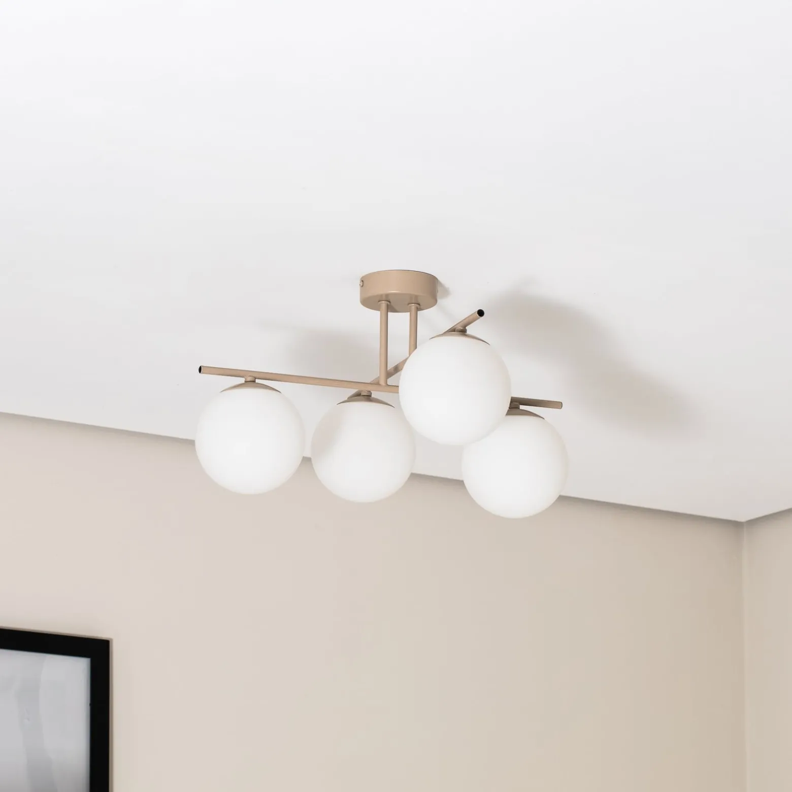 Deckenleuchte Aurora, beige, Ø 50 cm, 4-flammig, Glas, E14