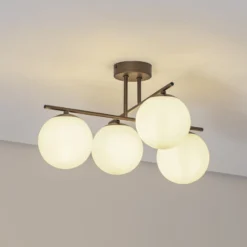 Deckenleuchte Aurora, braun, Ø 50 cm, 4-flammig, Glas, E14