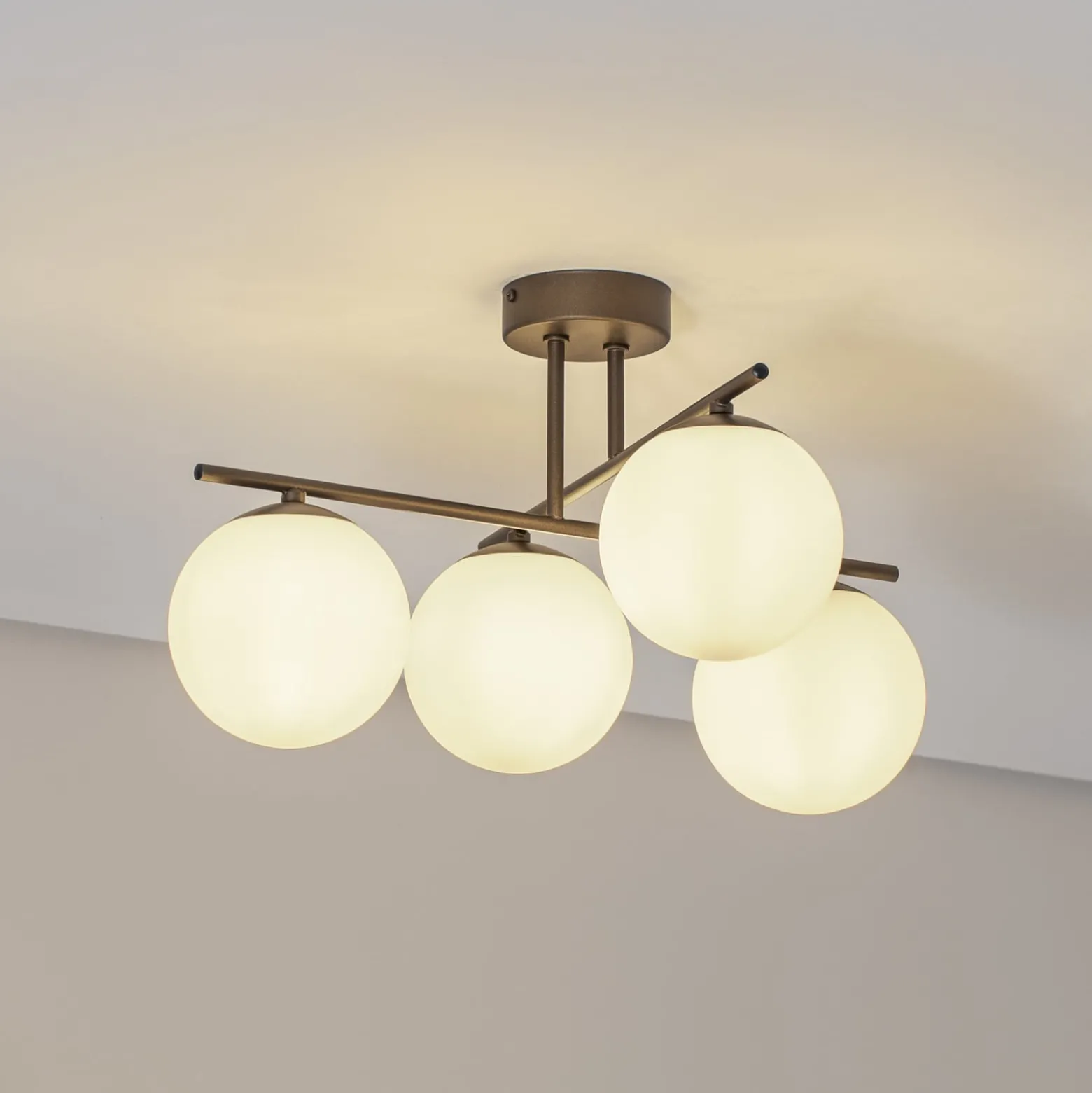 Deckenleuchte Aurora, braun, Ø 50 cm, 4-flammig, Glas, E14