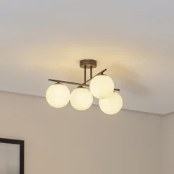 Deckenleuchte Aurora, braun, Ø 50 cm, 4-flammig, Glas, E14