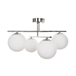 Deckenleuchte Aurora, chrom, Ø 50 cm, 4-flammig, Glas, E14