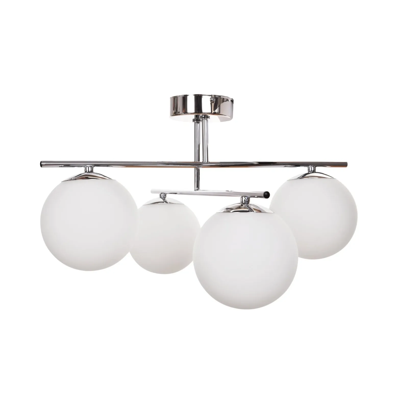 Deckenleuchte Aurora, chrom, Ø 50 cm, 4-flammig, Glas, E14