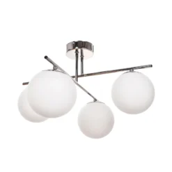 Deckenleuchte Aurora, chrom, Ø 50 cm, 4-flammig, Glas, E14