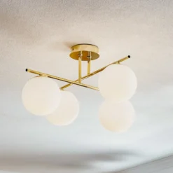 Deckenleuchte Aurora, gold, Ø 50 cm, 4-flammig, Glas, E14