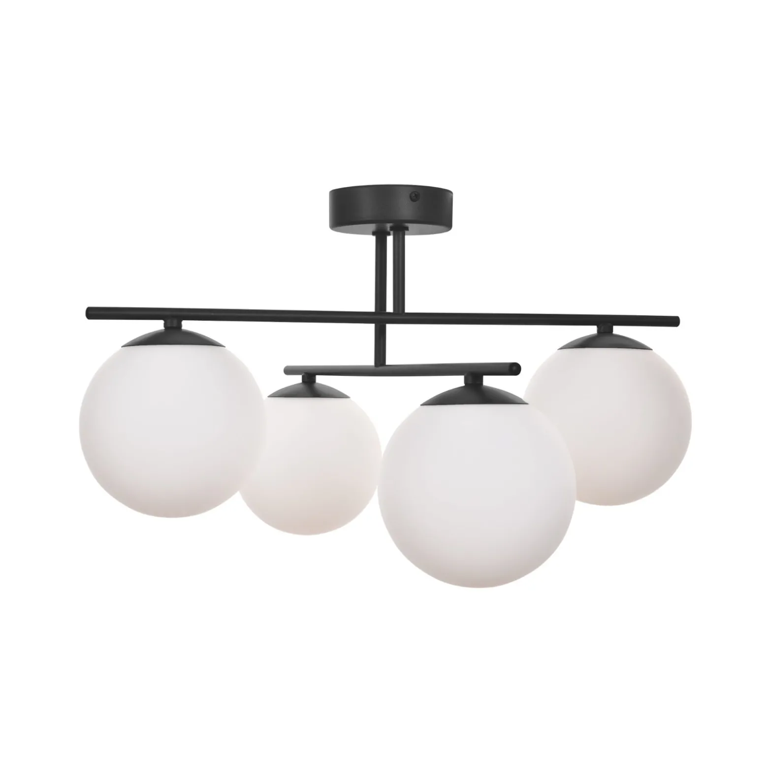 Deckenleuchte Aurora, schwarz, Ø 50 cm, 4-flammig, Glas, E14