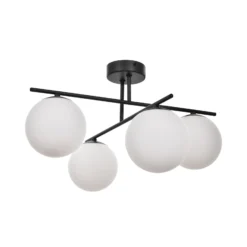 Deckenleuchte Aurora, schwarz, Ø 50 cm, 4-flammig, Glas, E14