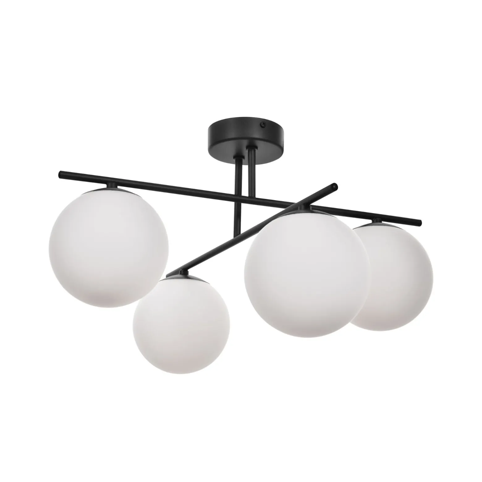 Deckenleuchte Aurora, schwarz, Ø 50 cm, 4-flammig, Glas, E14