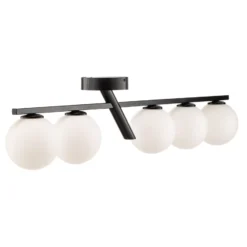 Deckenleuchte Baleo, schwarz/opal, fünfflammig