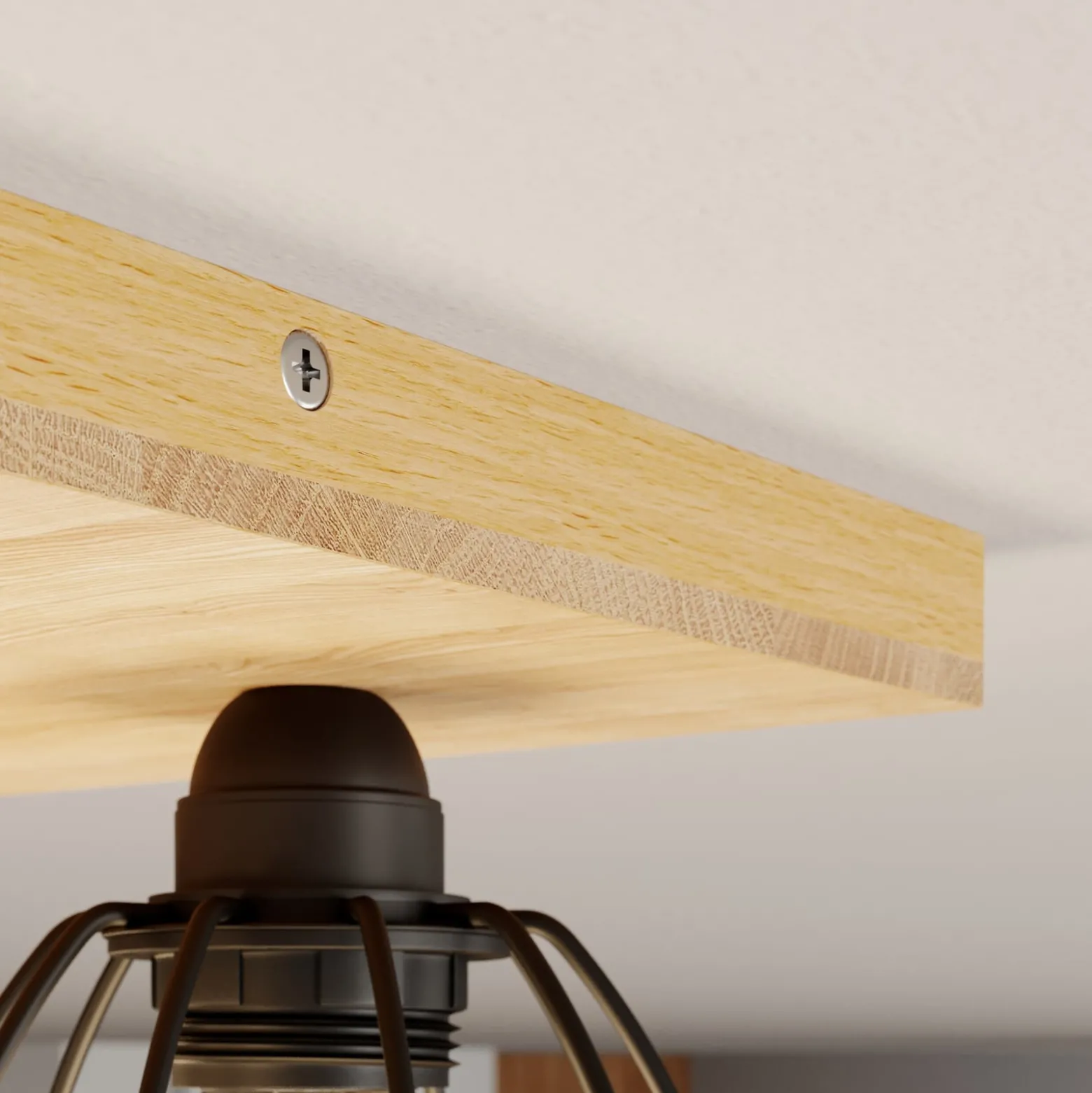 Deckenleuchte Beevly, Holz und Metall, vierflammig