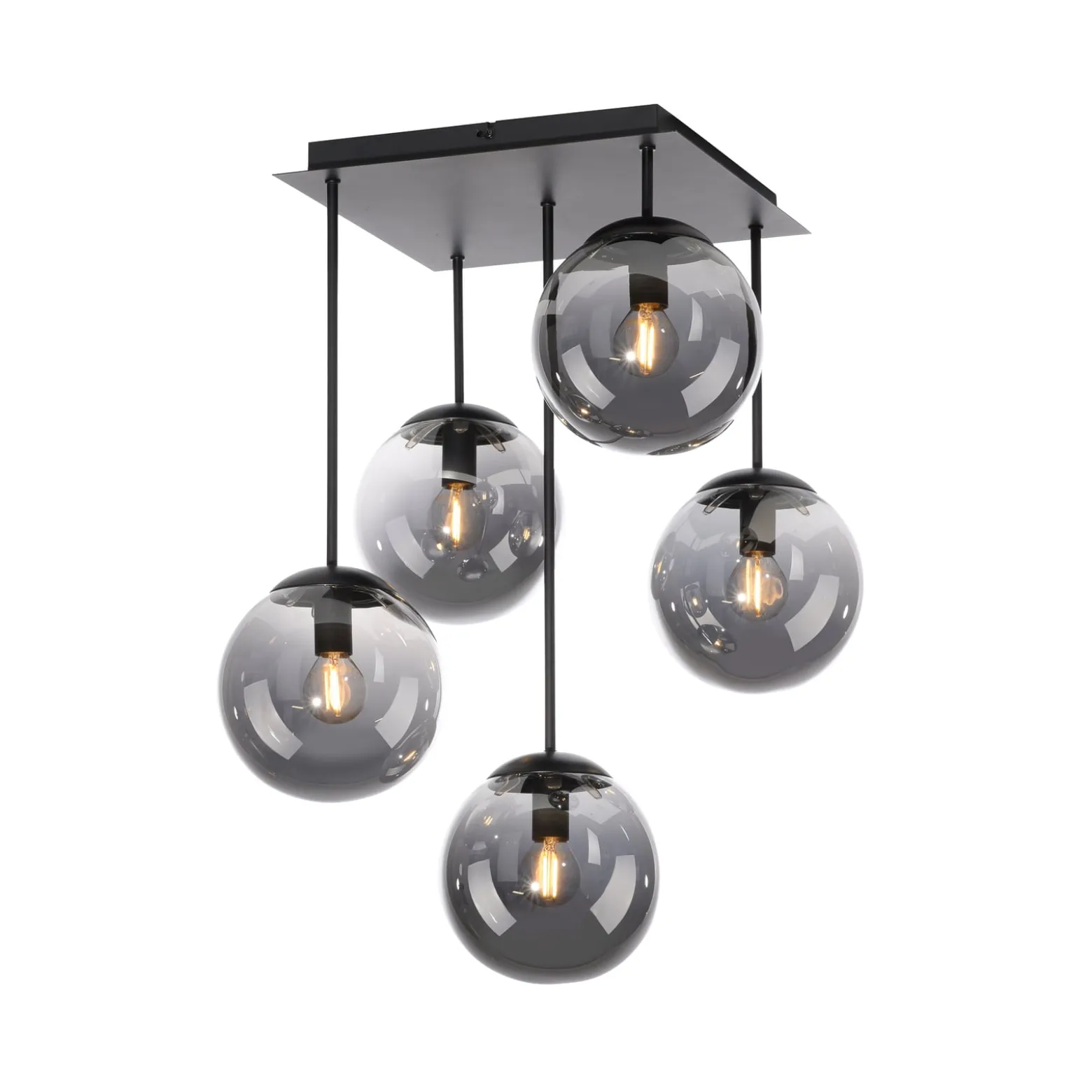 Deckenleuchte Big Widow, Glaskugeln, fünfflammig