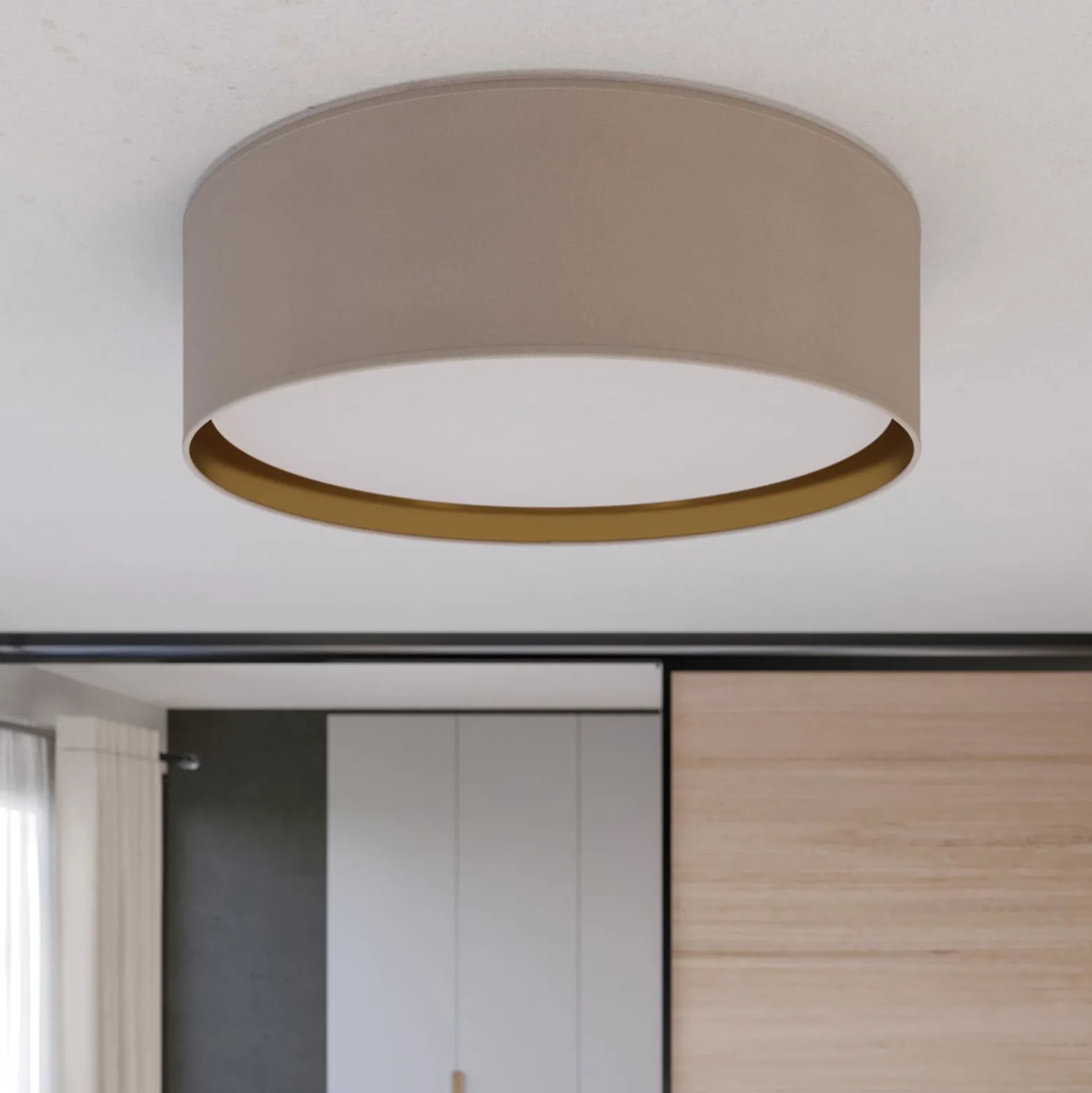 Deckenleuchte Bilbao, grau/gold, Ø 60 cm