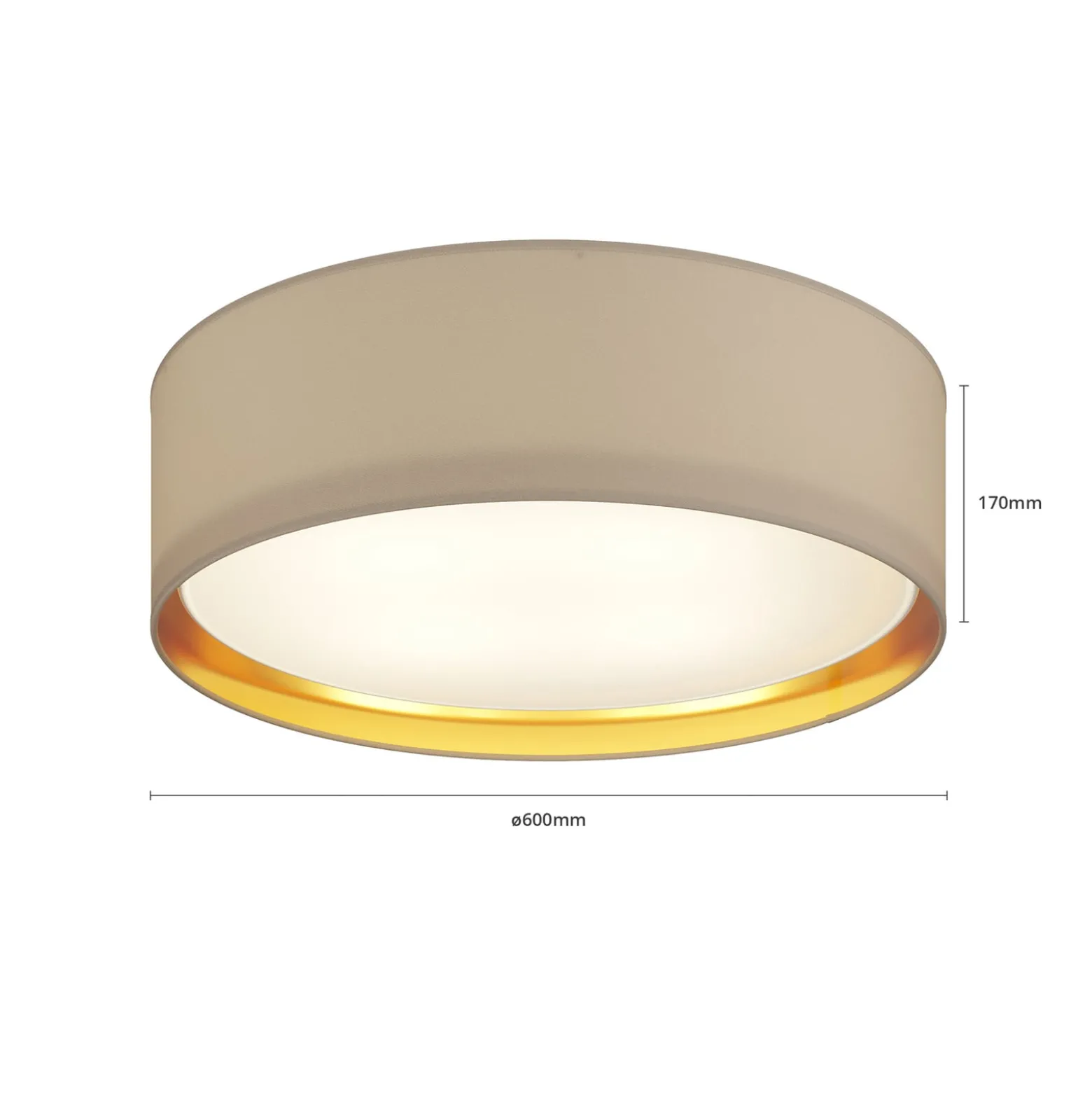 Deckenleuchte Bilbao, grau/gold, Ø 60 cm