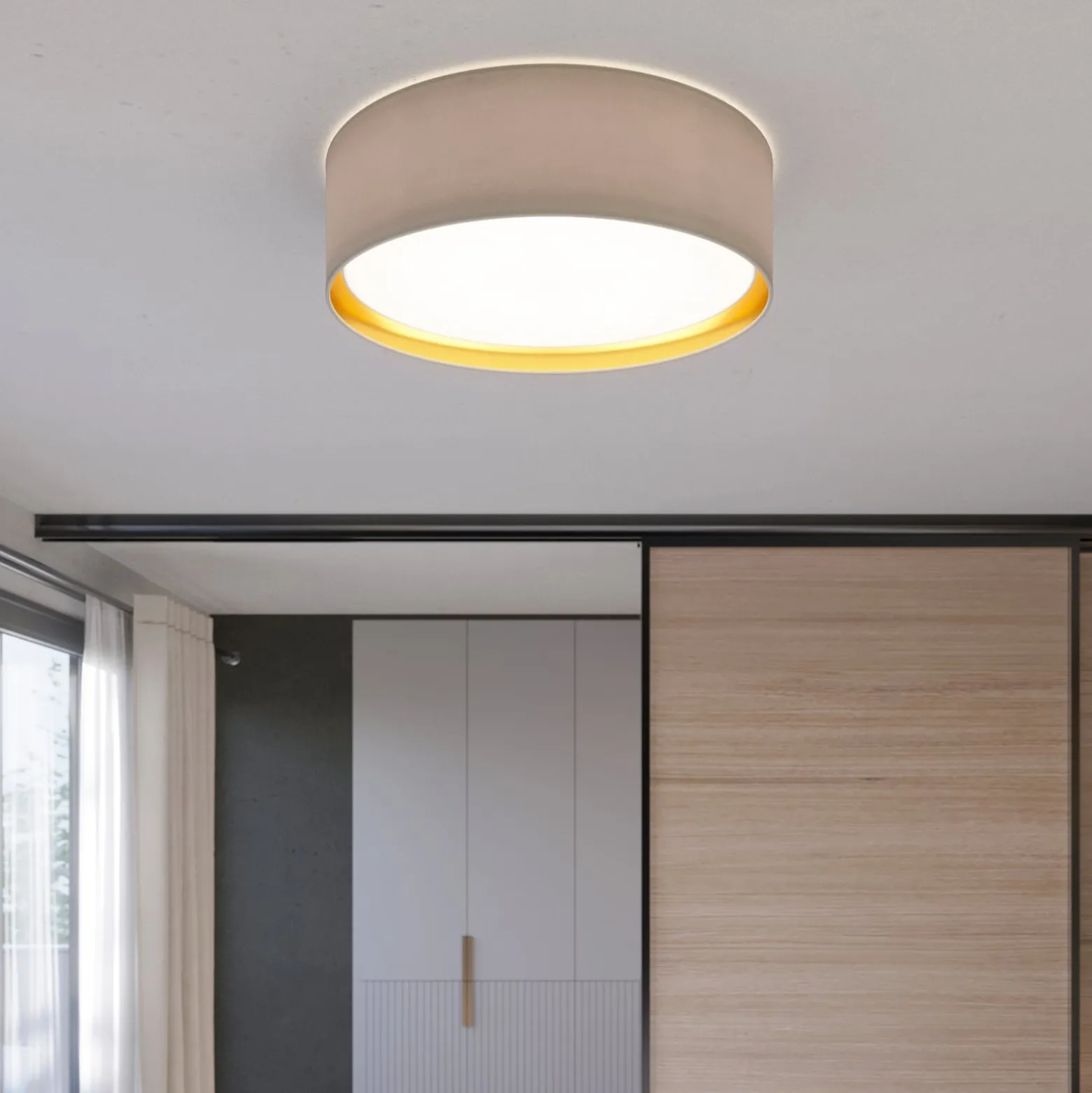 Deckenleuchte Bilbao, grau/gold, Ø 60 cm