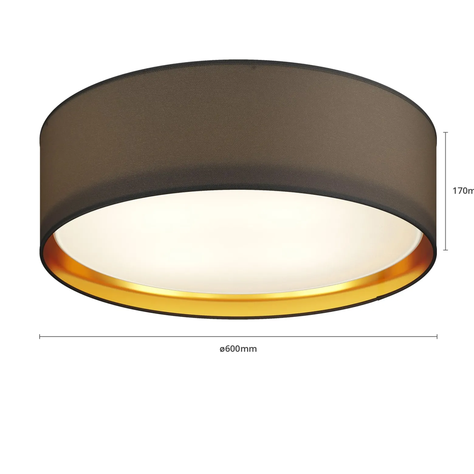 Deckenleuchte Bilbao, schwarz/gold, Ø 60 cm
