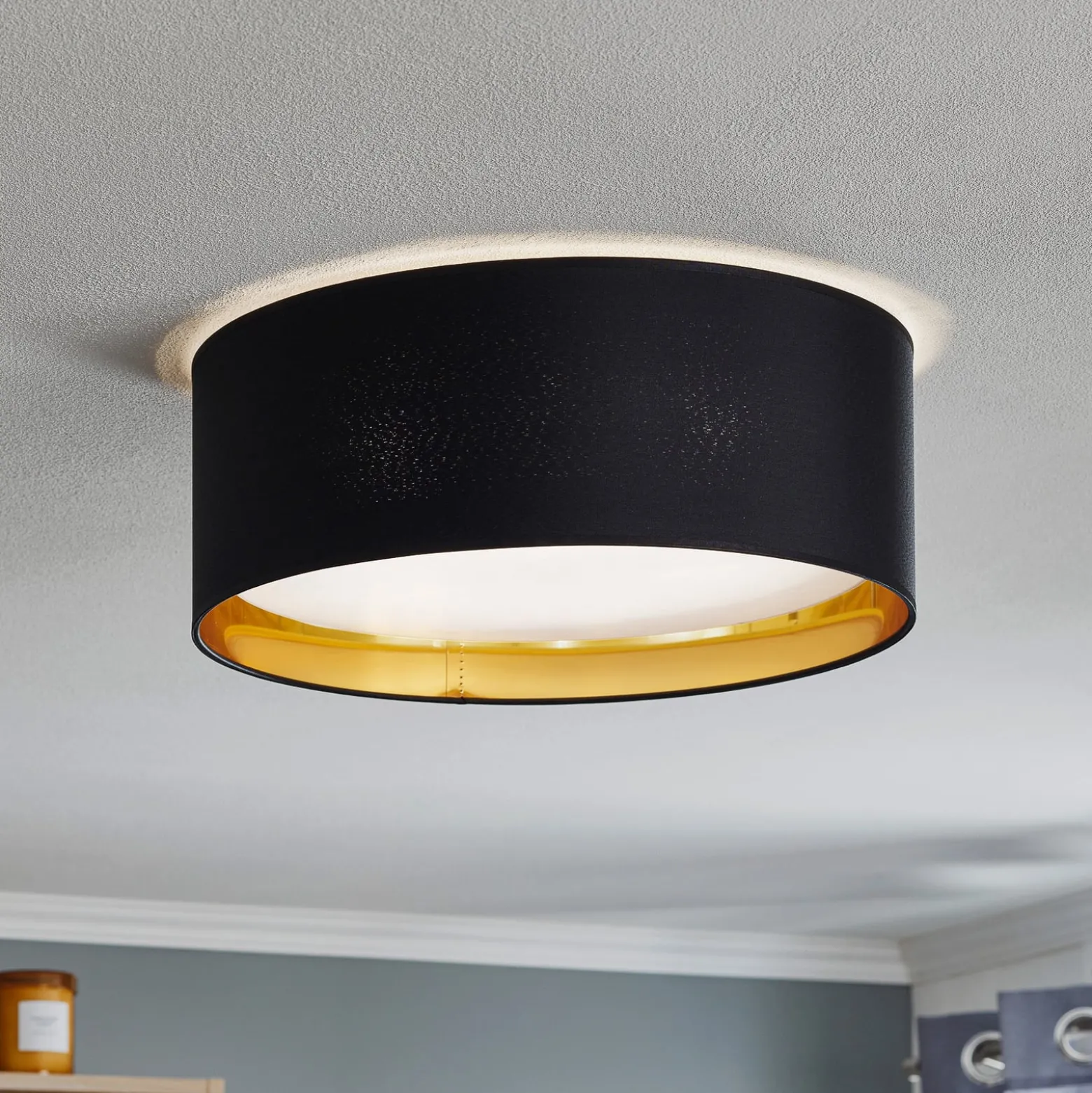 Deckenleuchte Bilbao,schwarz/gold, Ø 45 cm