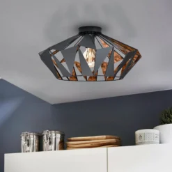 Deckenleuchte Carlton, Ø 47 cm, schwarz/kupfer