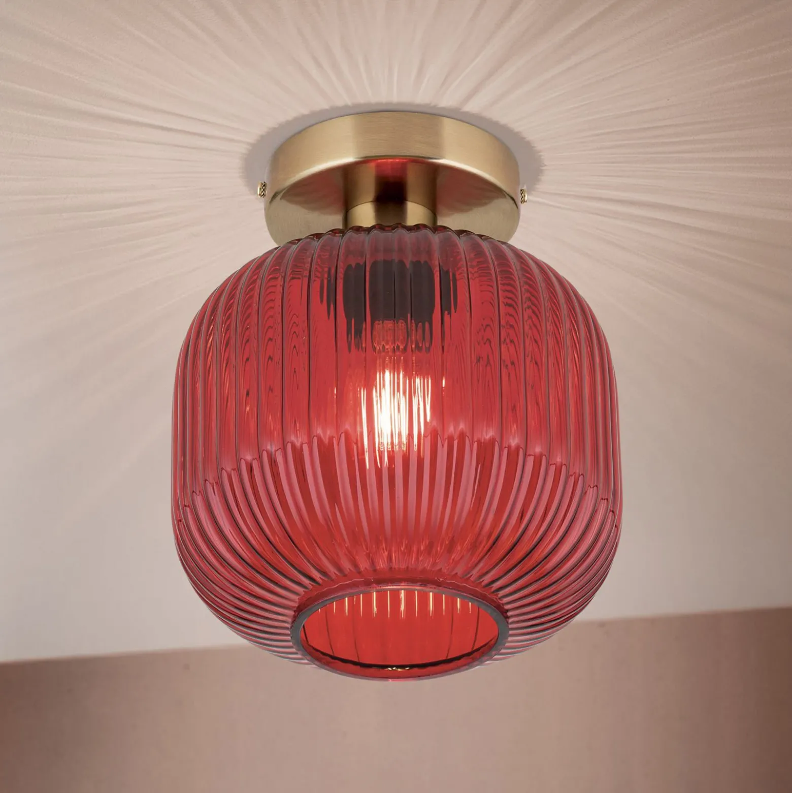 Deckenleuchte Carneval, rot, Ø 20 cm, Glas, E27