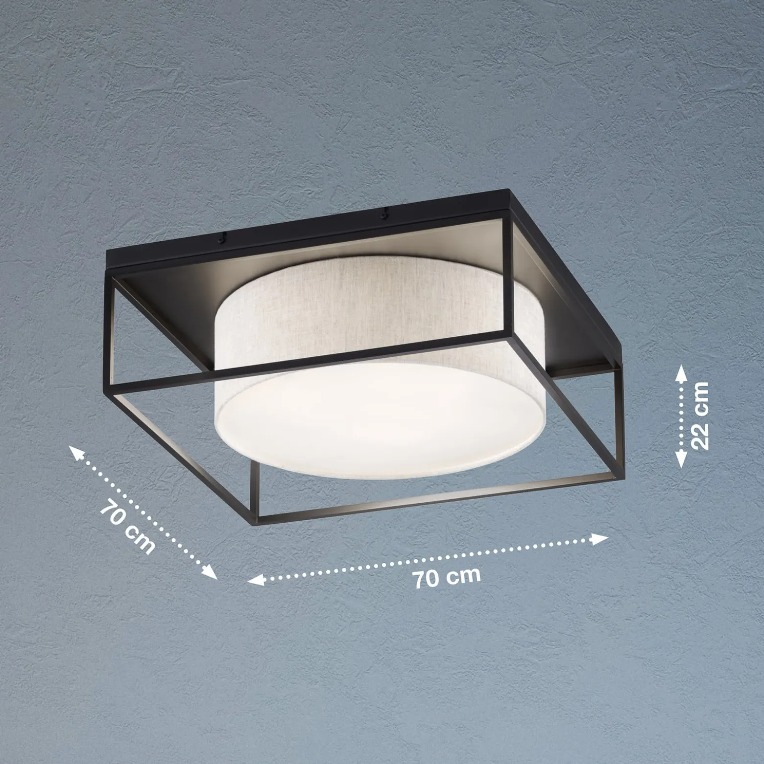 Deckenleuchte Carre 70x70cm Stoffschirm weiß