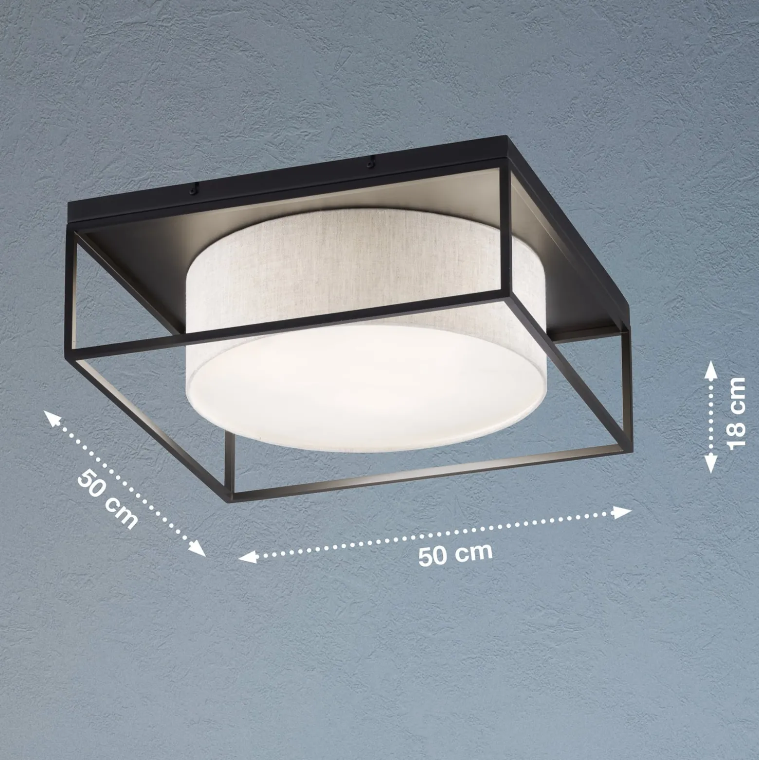 Deckenleuchte Carre 50x50cm Stoffschirm weiß