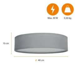 Deckenleuchte Ceiling Dream, Ø 40 cm, Textil, grau