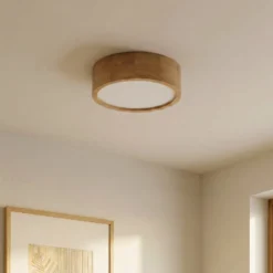 Deckenleuchte Cleo, Ø 28 cm, Eichenholz, E27