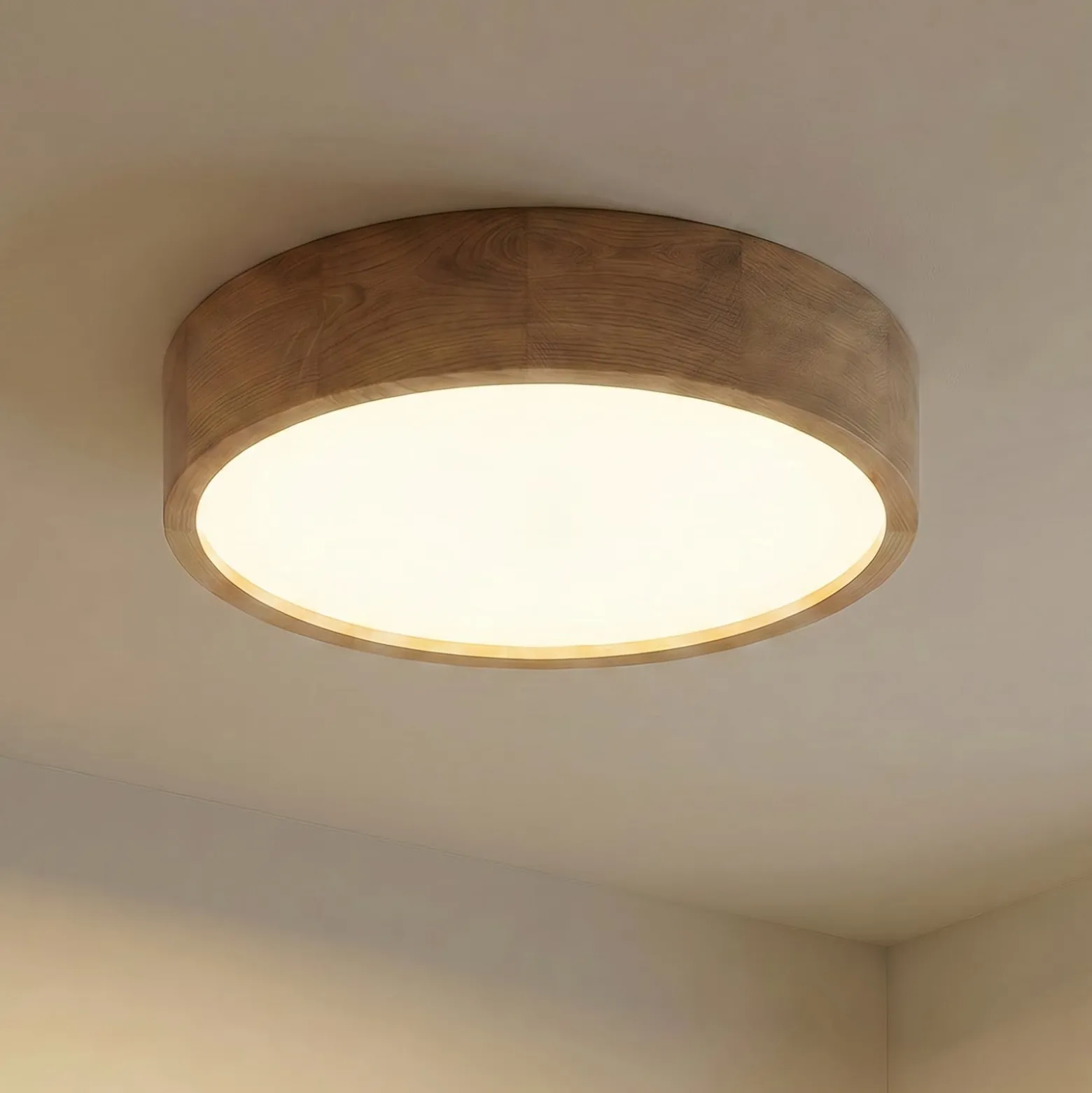 Deckenleuchte Cleo, Ø 48 cm, Eichenholz, E27