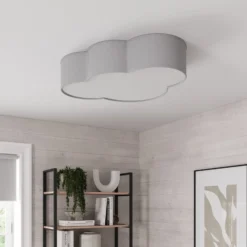 Deckenleuchte Cloud aus Textil, Länge 62 cm, grau