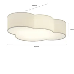 Deckenleuchte Cloud aus Textil, Länge 62 cm, grau