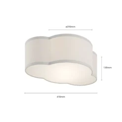 Deckenleuchte Cloud aus Textil, Länge 41 cm, grau