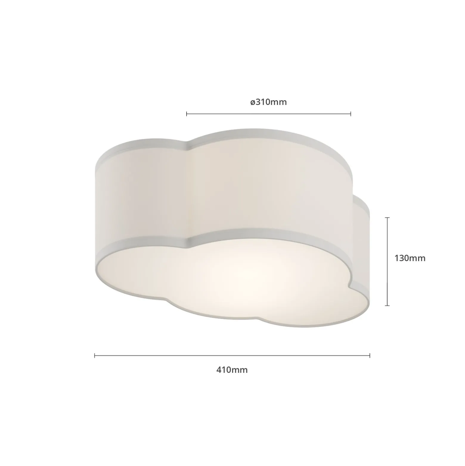 Deckenleuchte Cloud aus Textil, Länge 41 cm, grau