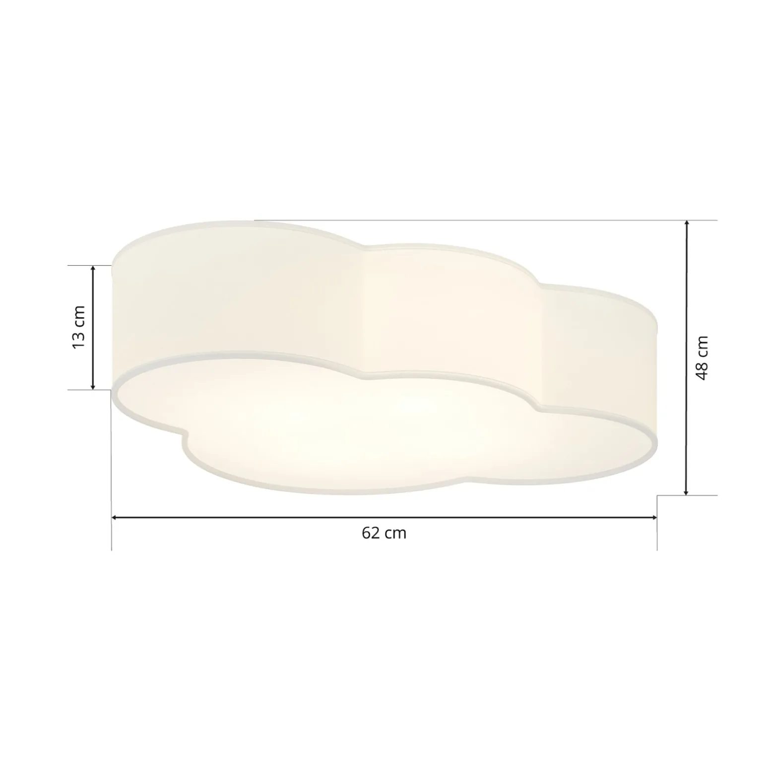 Deckenleuchte Cloud, weiß, Textil, Länge 62 cm, E27, 4-flg.