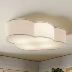Deckenleuchte Cloud, weiß, Textil, Länge 62 cm, E27, 4-flg.