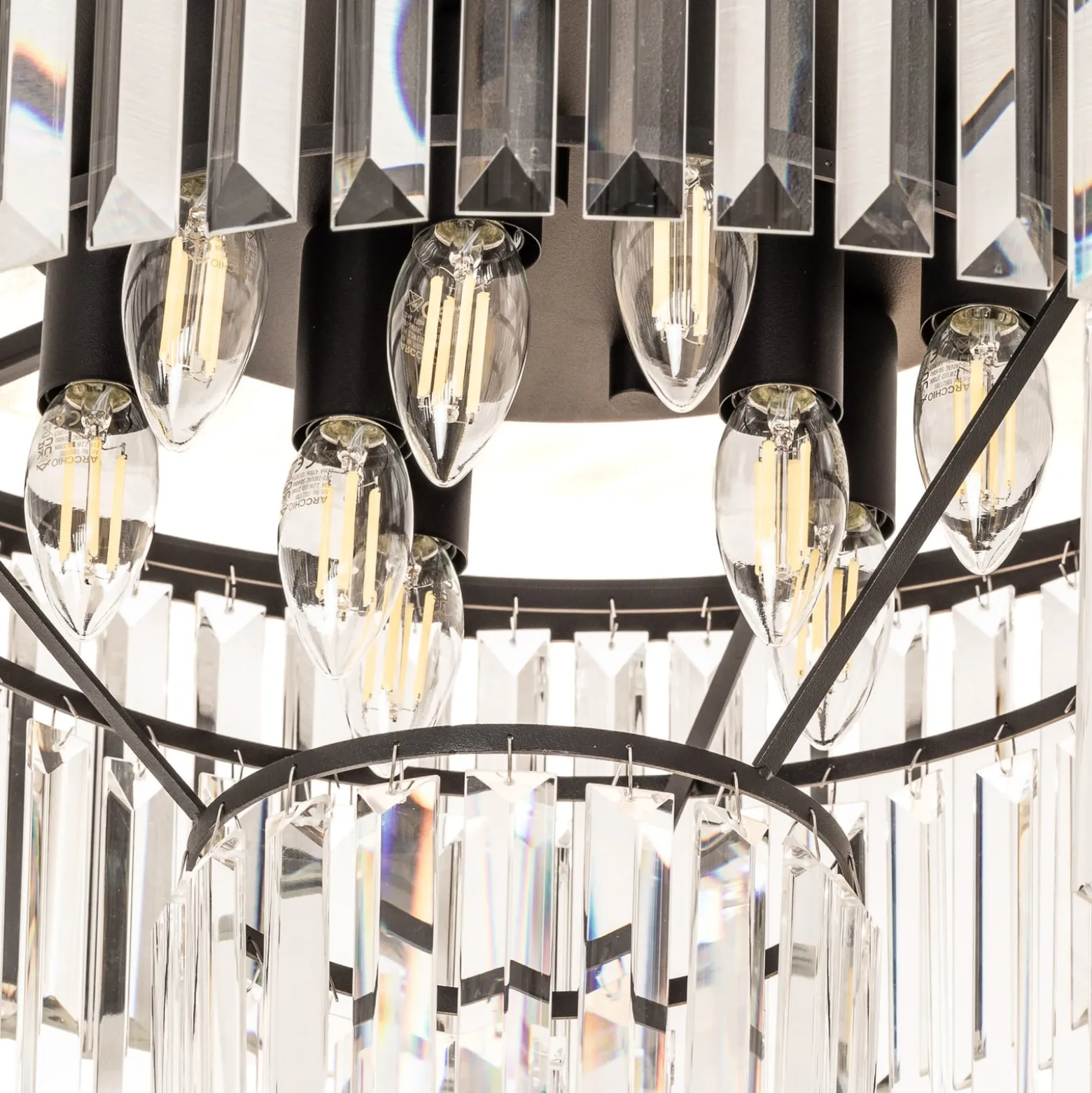 Deckenleuchte Cristal, transparent/schwarz, Ø 56cm