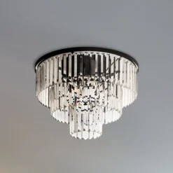 Deckenleuchte Cristal, transparent/schwarz, Ø 56cm