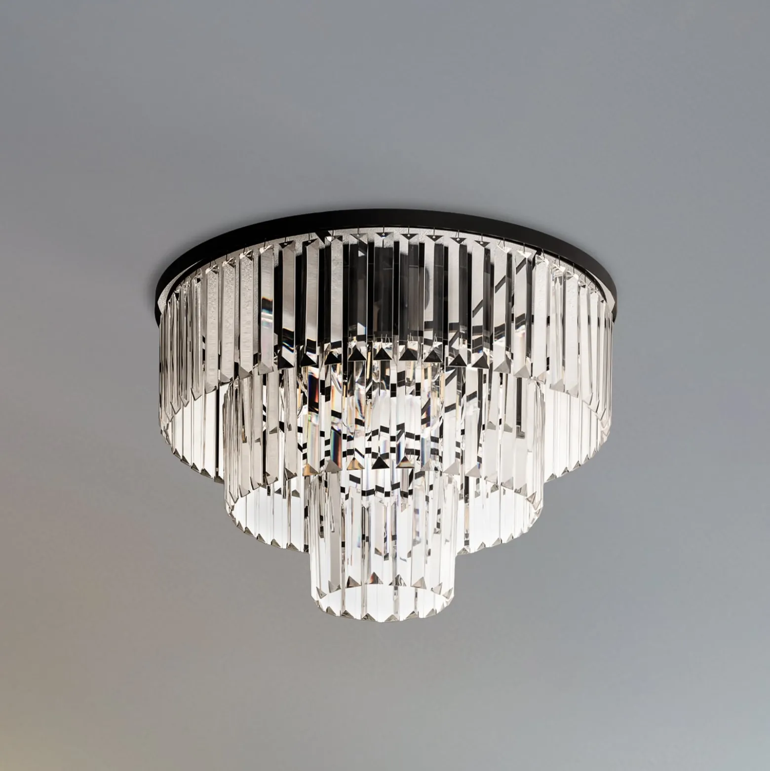Deckenleuchte Cristal, transparent/schwarz, Ø 56cm