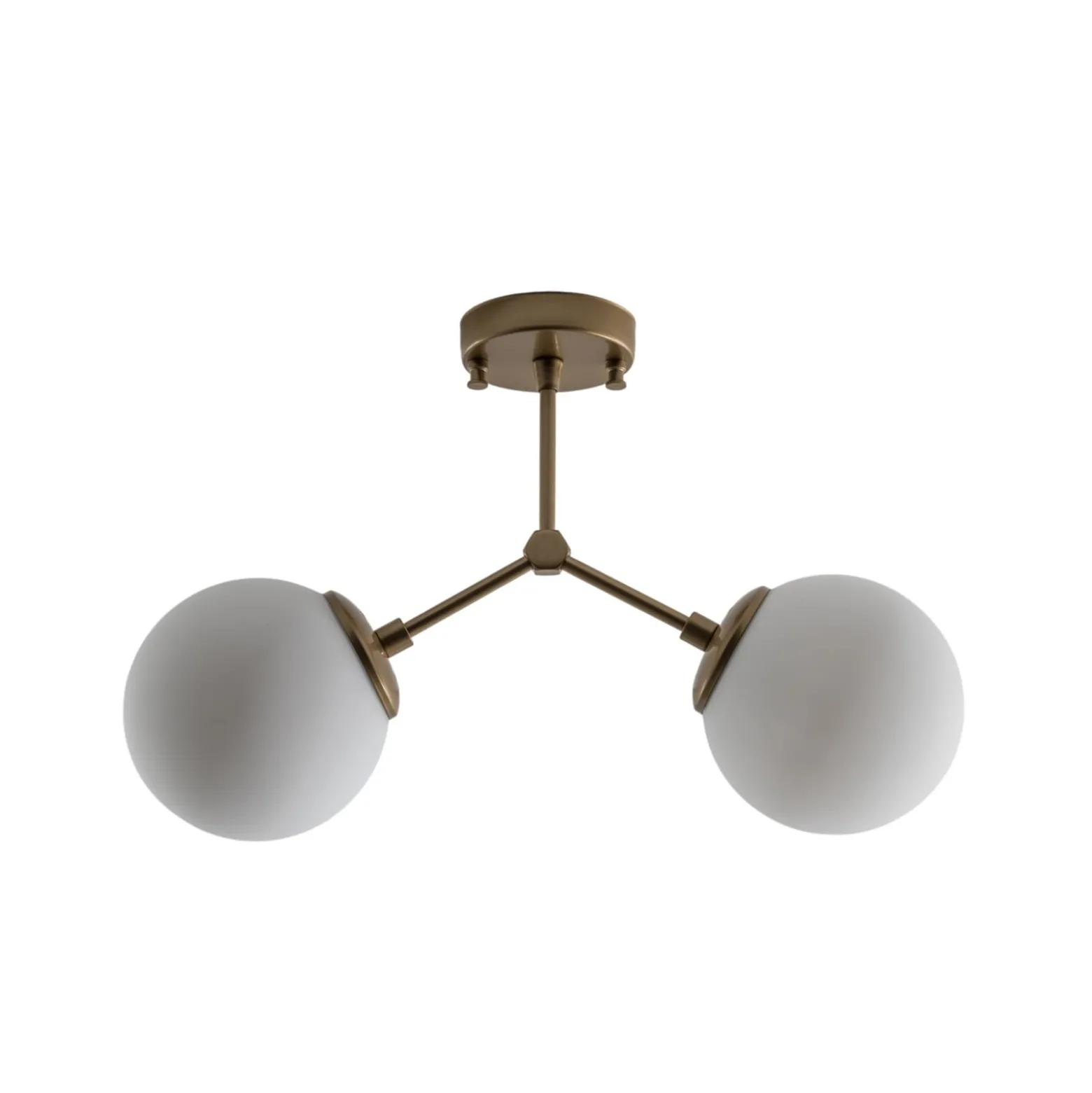 Deckenleuchte Damar, gold, Glas, 2-flammig, Länge 44 cm, E27