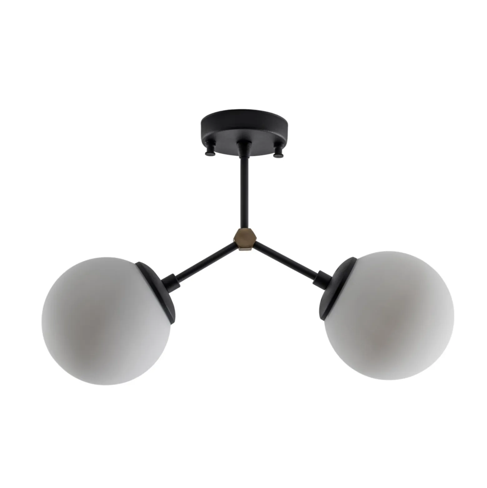 Deckenleuchte Damar, schwarz, Glas, 2-flammig, Länge 44 cm