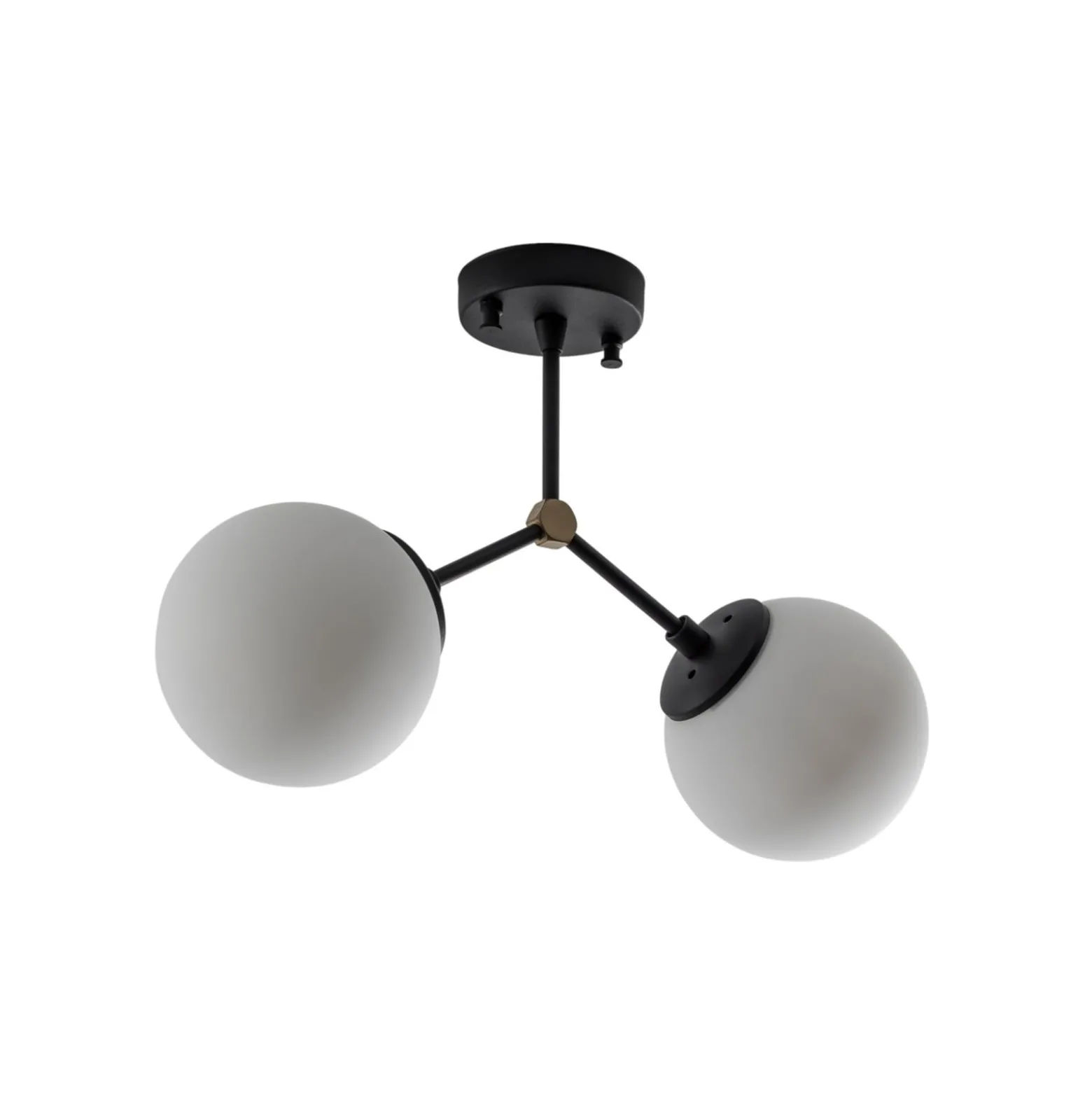 Deckenleuchte Damar, schwarz, Glas, 2-flammig, Länge 44 cm